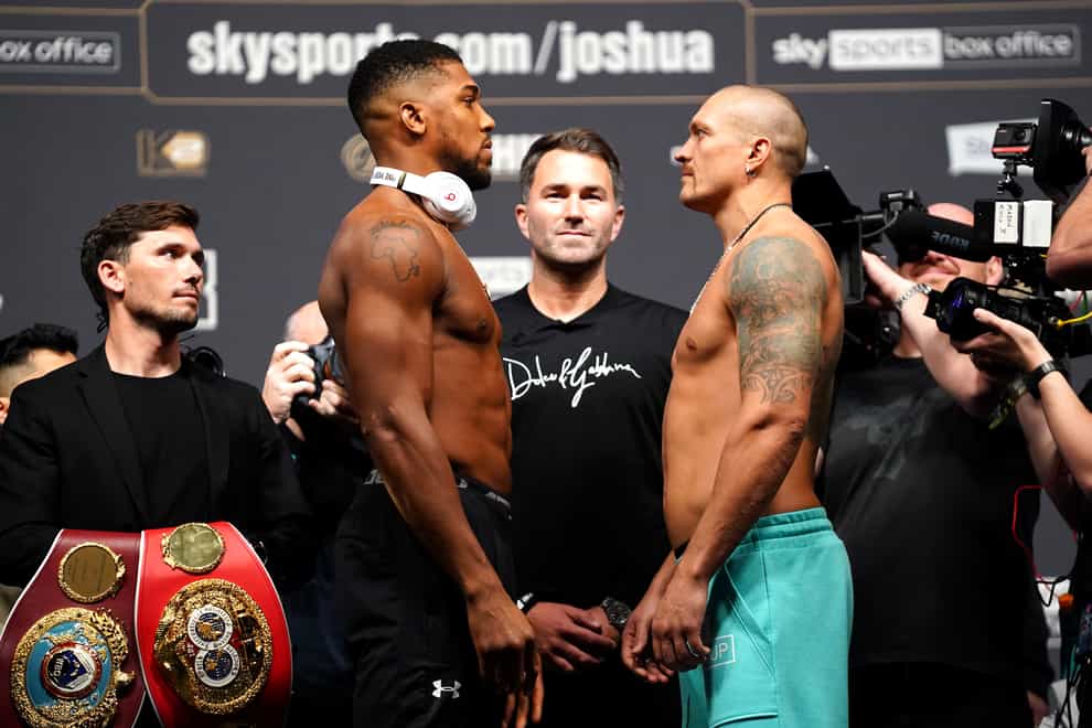 Anthony Joshua, left, and Oleksandr Usyk could have their rematch in Saudi Arabia (Zac Goodwin/PA)