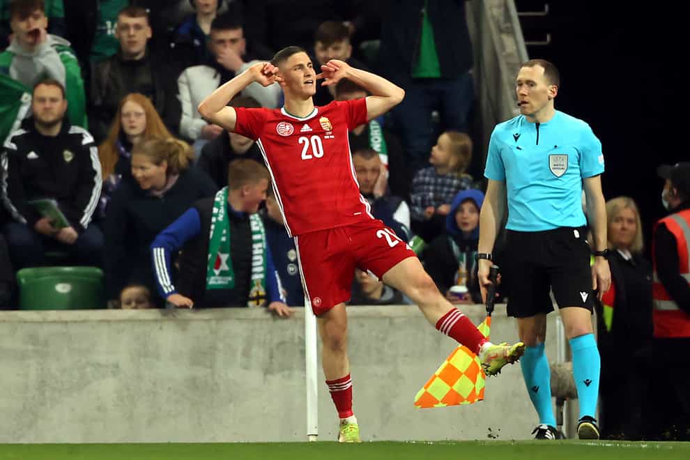 Roland Sallai, pictured, punished a mistake from Niall McGinn has Hungary ran out winners at Windsor Park (Liam McBurney/PA)