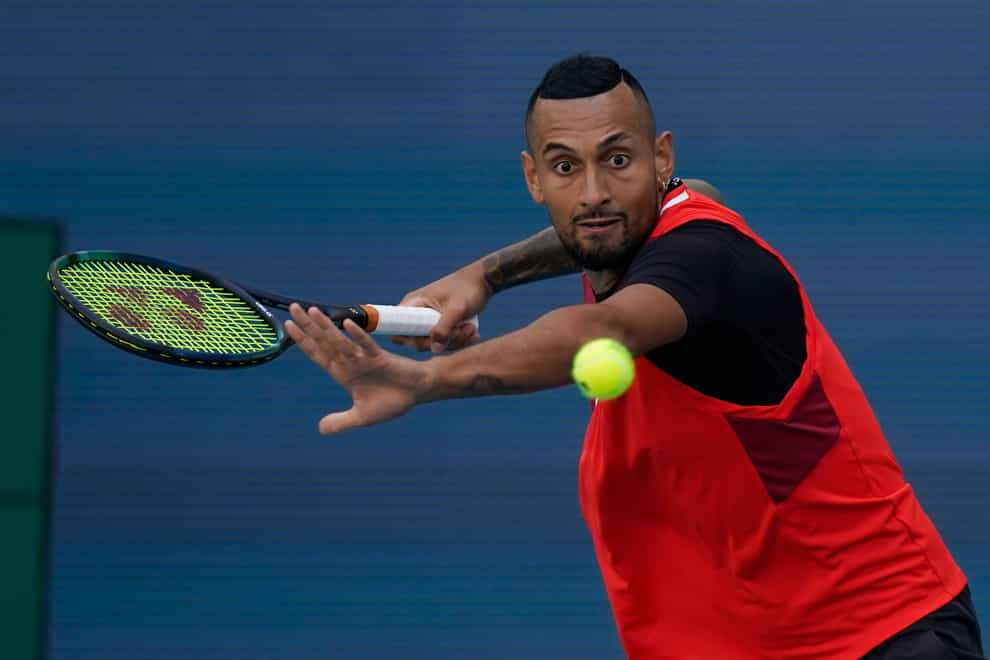 Nick Kyrgios was docked a game during his defeat at the Miami Open (Marta Lavandier/AP)