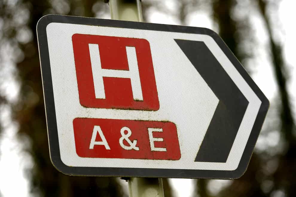 General view of a road sign for a Hospital and Accident and Emergency department (Andrew Matthews/PA)