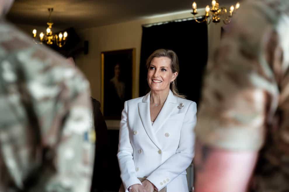 The Countess of Wessex talks with members of the Royal Electrical and Mechanical Engineers (Buckingham Palace/PA)