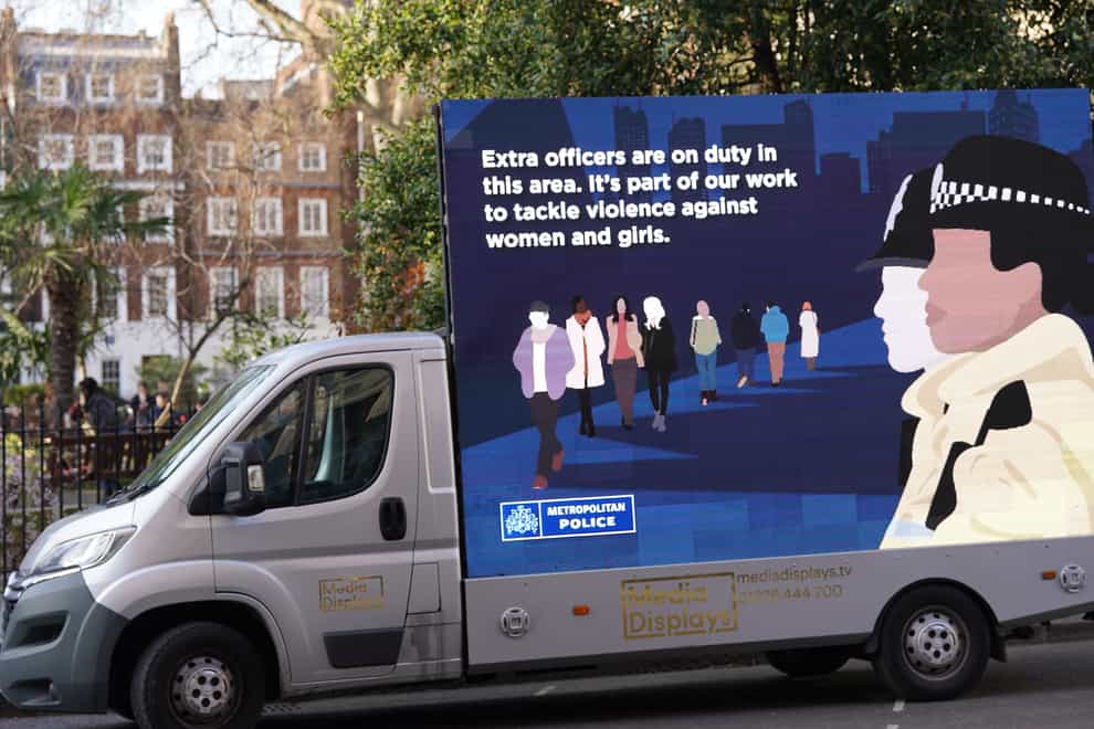 A women’s safety advert from The Metropolitan Police (Danielle Desouza/PA)