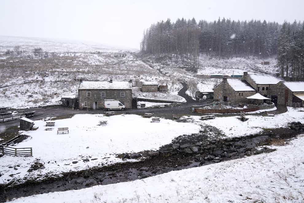 Snow covers the ground at Killhope Slate Mine, in County Durham (Owen Humphrey/PA)