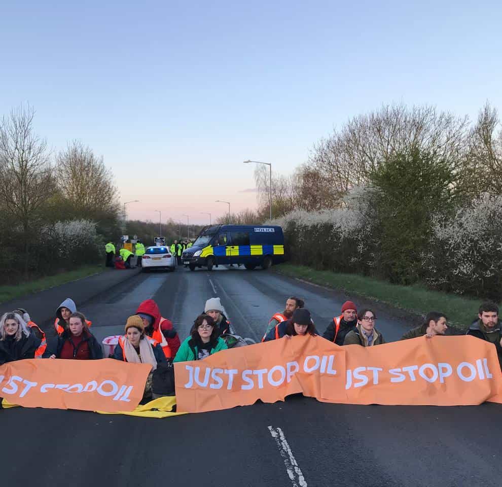 Just Stop Oil activists at Kingsbury (Just Stop Oil/PA)