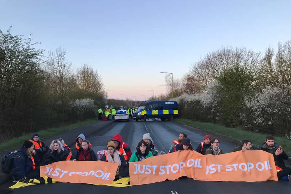 Just Stop Oil activists at Kingsbury (Just Stop Oil/PA)