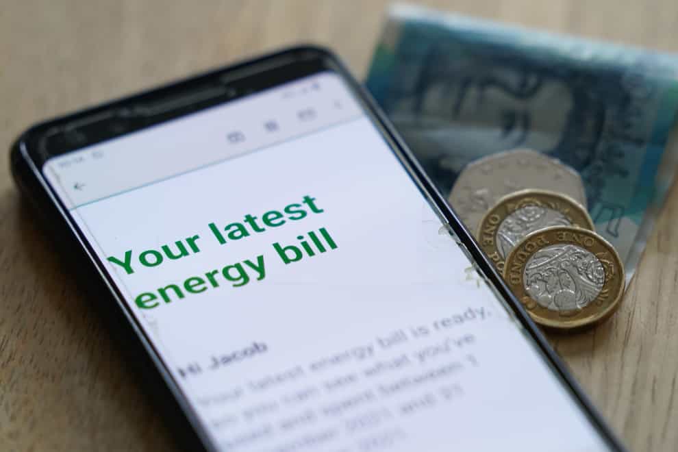 An online energy bill (Jacob King/PA)