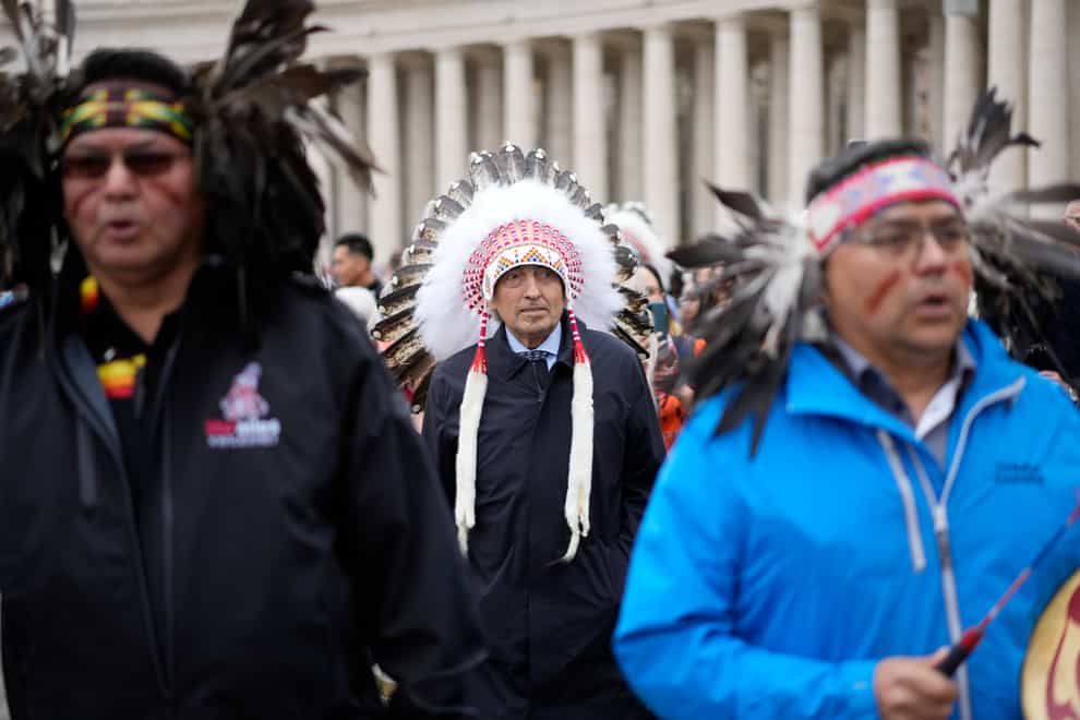 Indigenous leaders at the Vatican (AP Photo/Andrew Medichini)