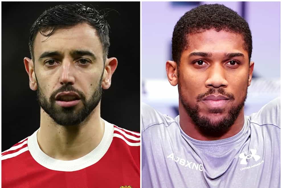 Bruno Fernandes and Anthony Joshua (PA)