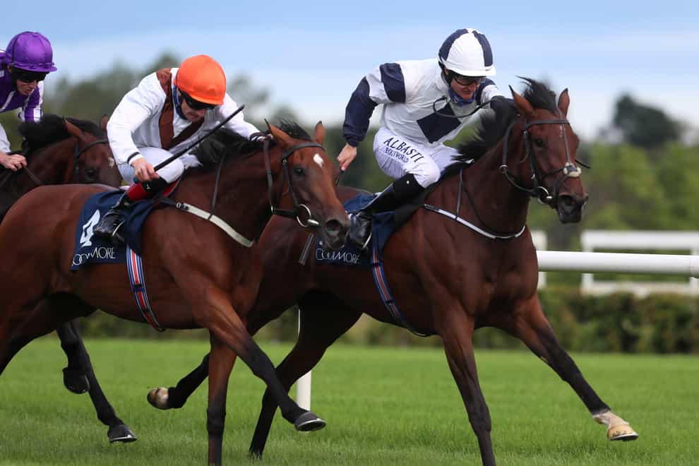 Pearls Galore (orange cap) went so close in the Matron Stakes (Brian Lawless/PA)