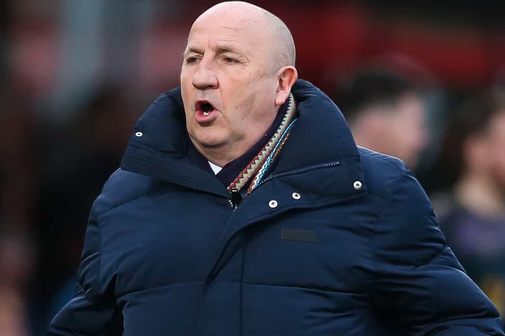 Accrington manager John Coleman was unhappy with the sending off of Ross Sykes in a 4-4 draw with Cheltenham (Barrington Coombs/PA Images).