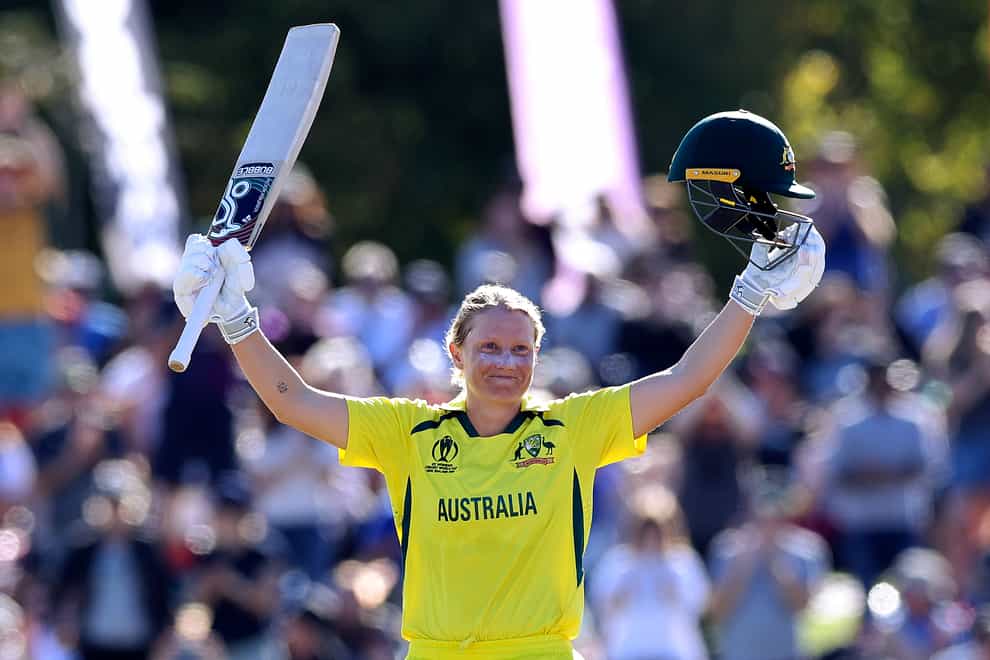 Australia’s Alyssa Healy scored 170 in the win over England (Martin Hunter/Photosport via AP)