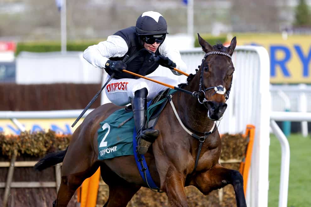 Flooring Porter on his way to winning his second Stayers’ Hurdle at Cheltenham (Steven Paston/PA)