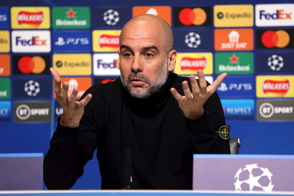 Pep Guardiola has joked he will overthink his tactics against Atletico Madrid (Nigel French/PA)