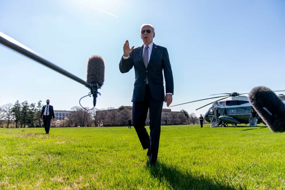 President Joe Biden speaks to members of the media (Andrew Harnik/AP)