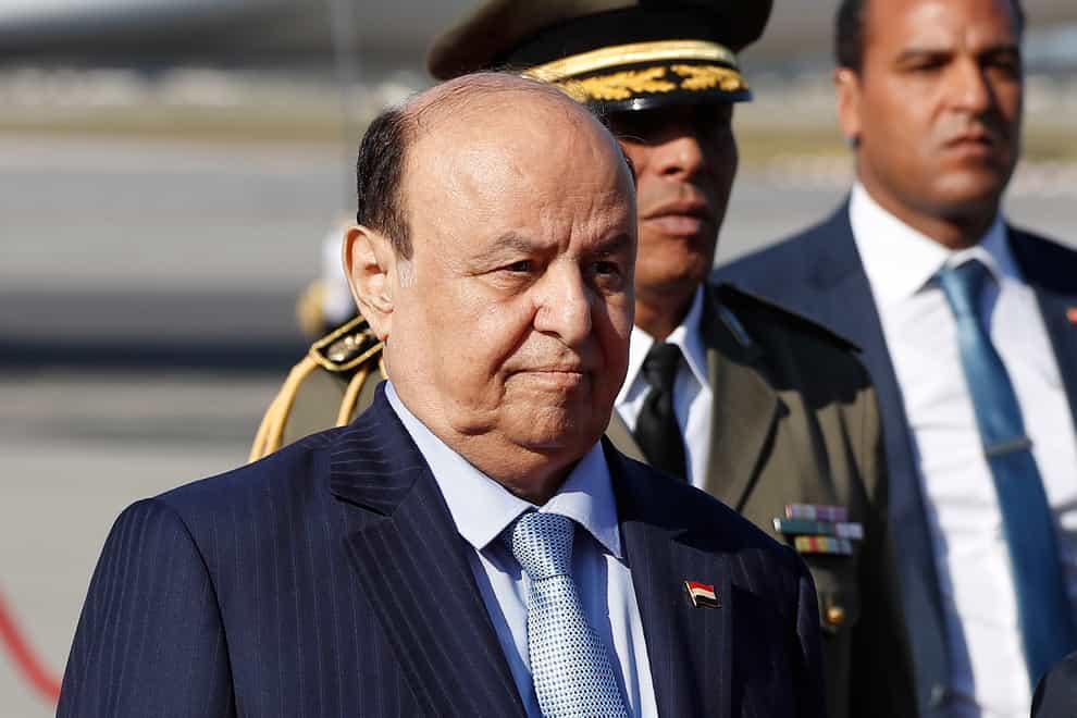 Yemen’s President Abed Rabbo Mansour Hadi transferred his powers to a presidential council on Thursday, April 7, 2022 (Hussein Malla/AP)