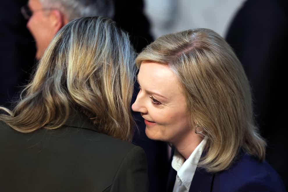 Foreign Secretary Liz Truss said there had been ‘positive momentum’ in supplying Ukraine with more weapons during Nato talks in Brussels (Evelyn Hockstein/Pool Photo/AP)