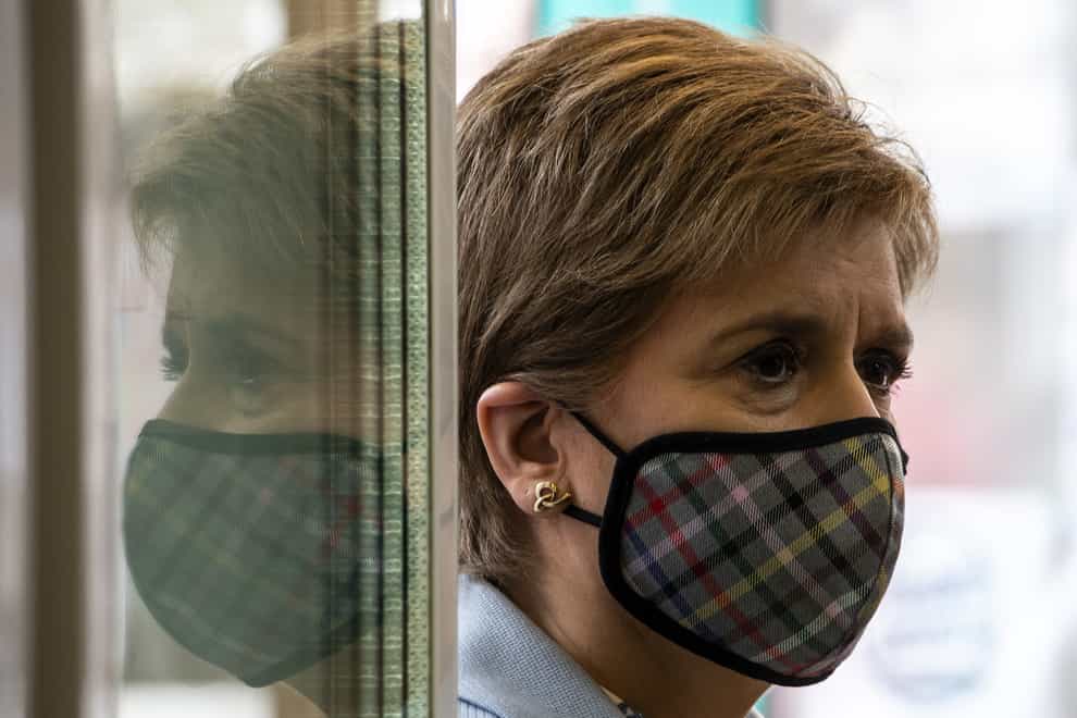 First Minister Nicola Sturgeon at the launch of the SNP local election campaign in Govanhill, Glasgow (Andy Buchanan/PA)