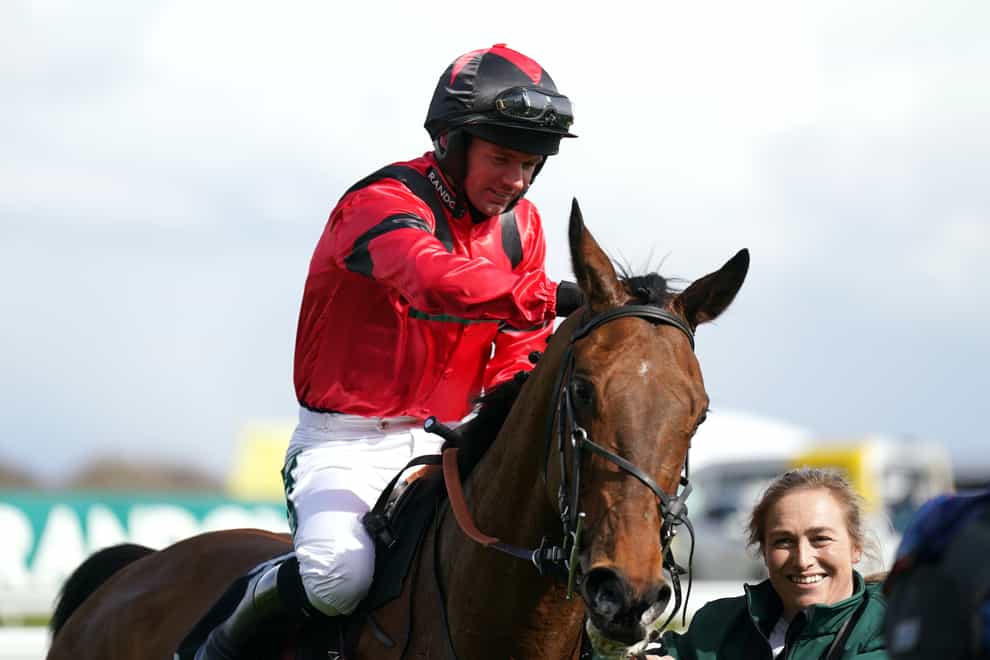 Ahoy Senor and jockey Derek Fox after winning the Betway Mildmay Novices’ Chase on Ladies Day at Aintree Racecourse, Liverpool, during the Randox Health Grand National Festival. Picture date: Friday April 8, 2022.