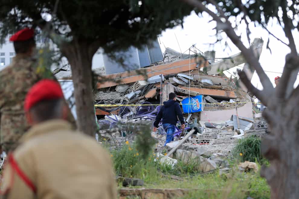 Lebanese security inspect the damage (Mohammad Zaatari/AP)