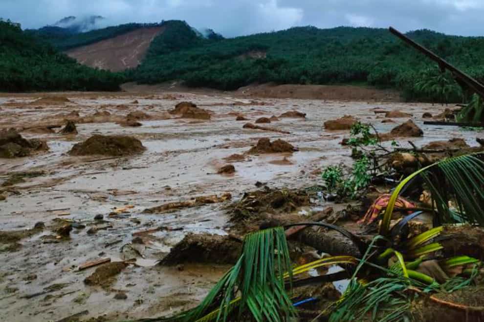 A lndslide area at Baybay City, Leyte province (Philippine Coast Guard via AP)