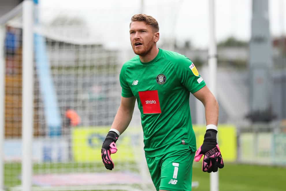 Harrogate keeper Mark Oxley will not play again this season after fracturing his leg at Salford (Isaac Parkin/PA)
