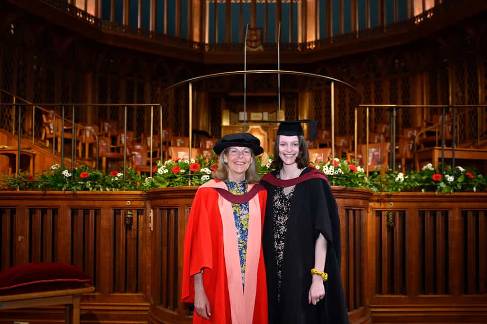 Dr Sarah Fane and daughter Antonia at their graduation ceremony (Bristol University/PA)