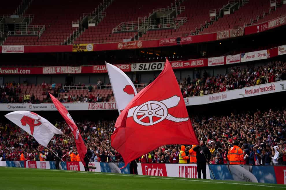 Arsenal ejected two supporters following homophobic abuse during their loss to Brighton. (Aaron Chown/PA)