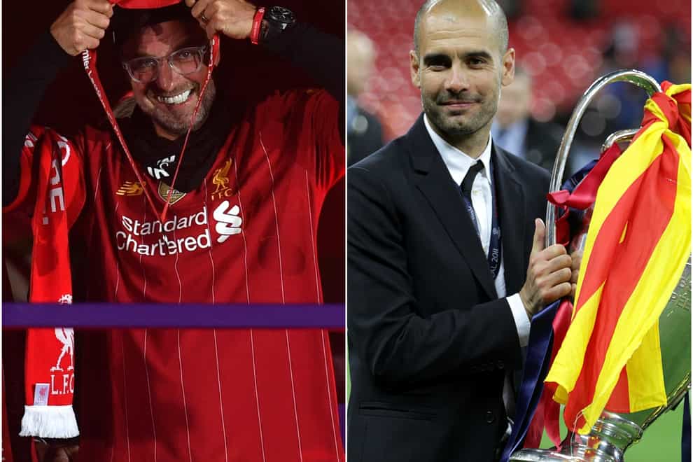 Jurgen Klopp, left, and Pep Guardiola will face off for a shot at further silverware (Paul Ellis/Nick Potts/PA)