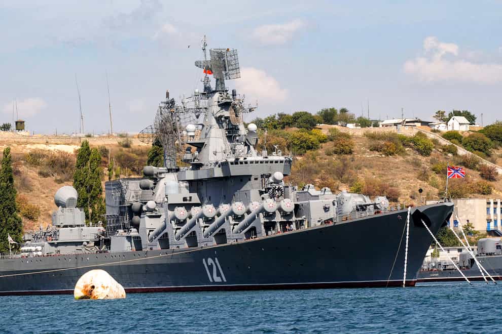 The Russian missile cruiser Moskva, the flagship of Russia’s Black Sea Fleet (AP)