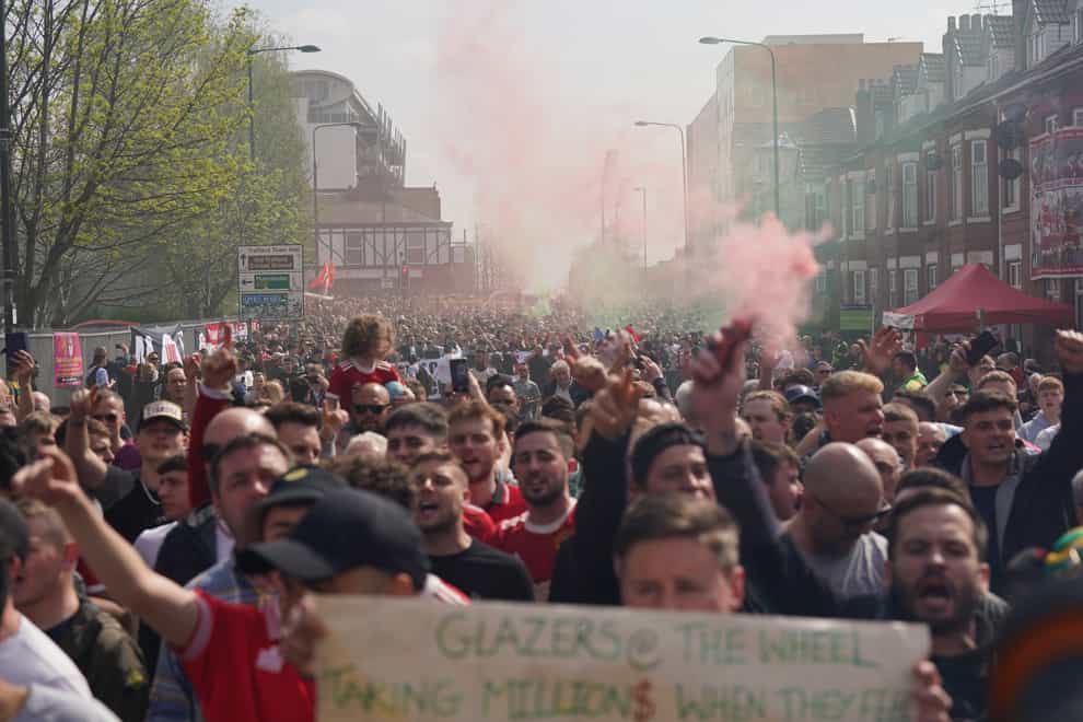 Manchester United fans protested on Saturday (Jacob King/PA)