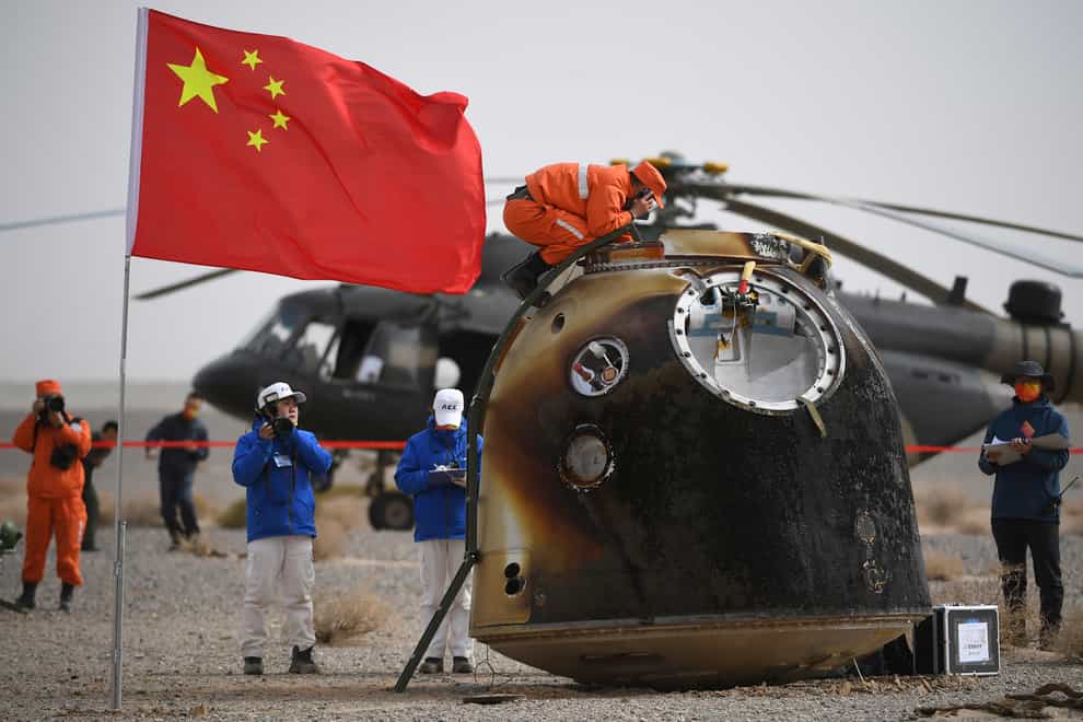 The return capsule of the Shenzhou-13 manned space mission (Peng Yuan/Xinhua via AP)