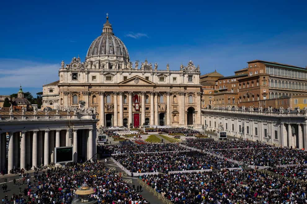 Tens of thousands of people packed St Peter’s Square (Alessandra Tarantino/AP)