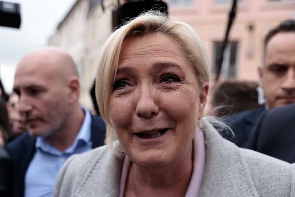 Marine Le Pen on the campaign trail in Normandy (AP Photo/Jeremias Gonzalez)
