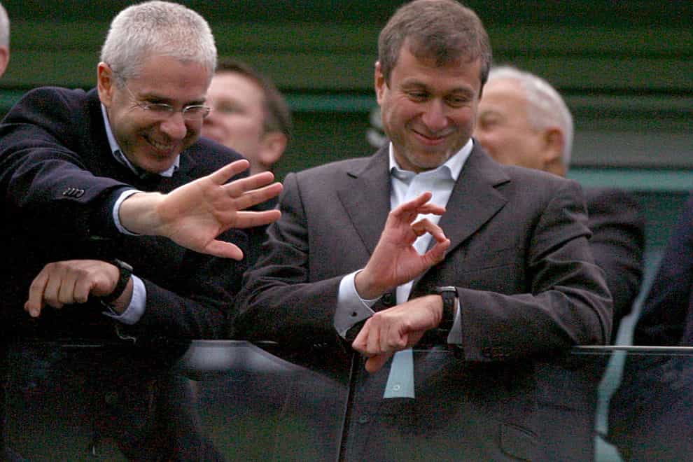 Eugene Tenenbaum, left, with Chelsea owner Roman Abramovich, right (Nick Potts/PA)