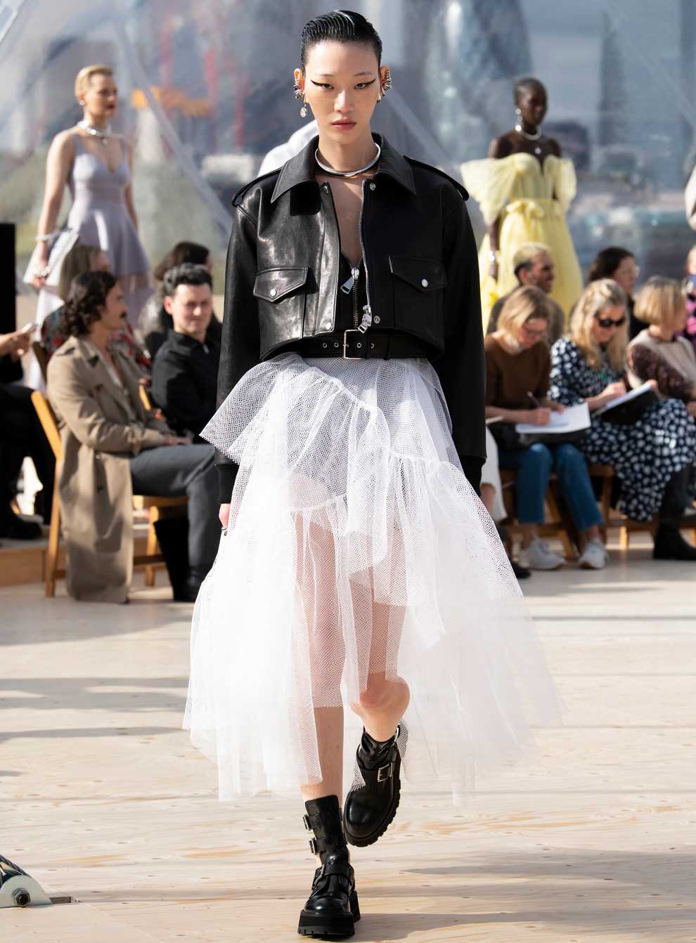 A biker jacket is a must-have for spring (Alexander McQueen/PA)
