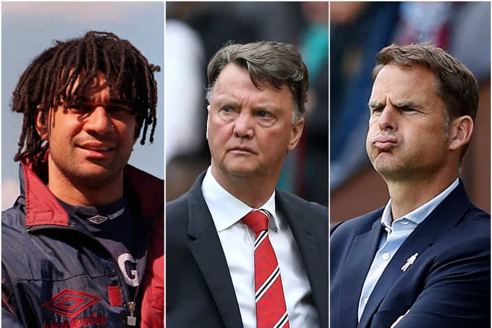 Ruud Gullit, Louis van Gaal and Frank de Boer, l-r, are among the Dutch managers to try their hand in the Premier League (Fiona Hanson/Martin Rickett/PA)
