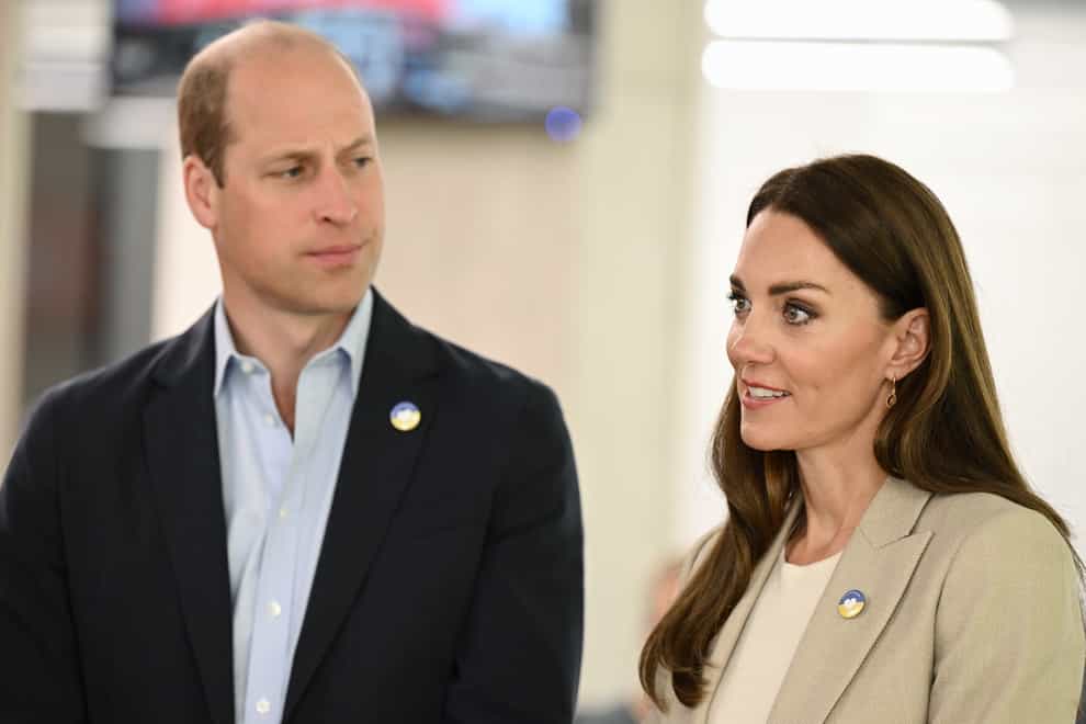 The Duke and Duchess of Cambridge during a visit to the London headquarters of the Disasters Emergency Committee (Jeff Spicer/PA)