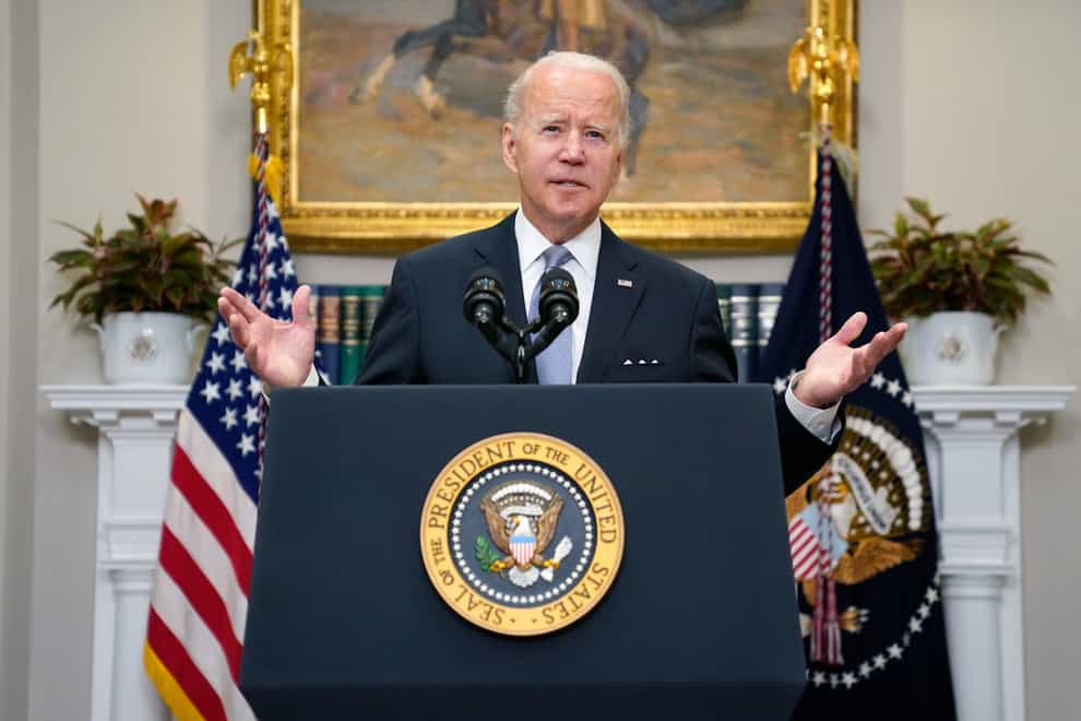 President Joe Biden delivers remarks on the Russian invasion of Ukraine in the Roosevelt Room of the White House in Washington (Evan Vucci/AP)