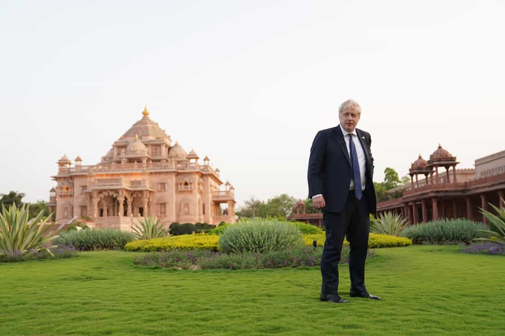 Prime Minister Boris Johnson during a trip to India (Stefan Rousseau/PA)