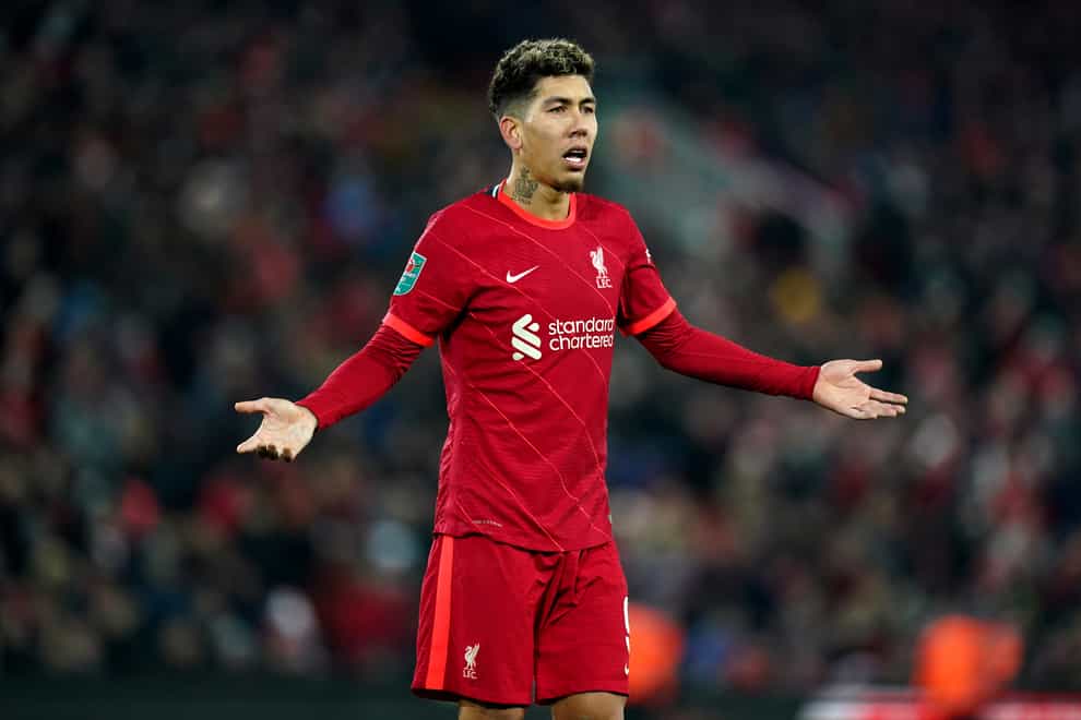 Forward Roberto Firmino is Liverpool’s only injury doubt ahead of the Merseyside derby (Mike Egerton/PA)