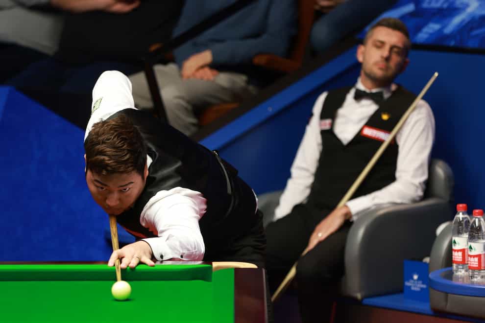 A pigeon interrupted play during the match between Mark Selby and Yan Bingtao (Ian Hodgson/PA)