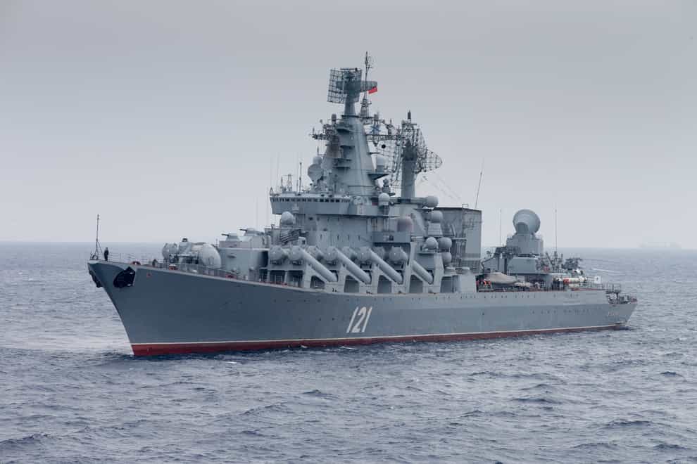 The Russian missile cruiser Moskva (Russian Defense Ministry Press Service via AP, File)