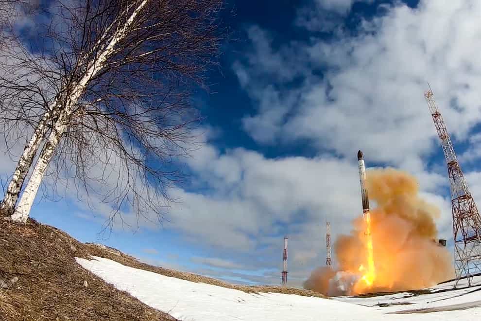 The new Sarmat missile can carry several hypersonic weapons, Russia claims (Russian Defence Ministry Press Service via AP)