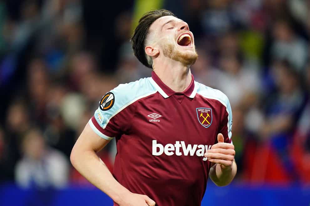 There has been plenty of specultion about Declan Rice’s West Ham future (Adam Davy/PA)