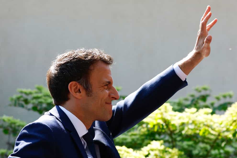 Emmanuel Macron was projected to have secured around 57% of the vote in the French presidential election run-off (Gonzalo Fuentes/AP)