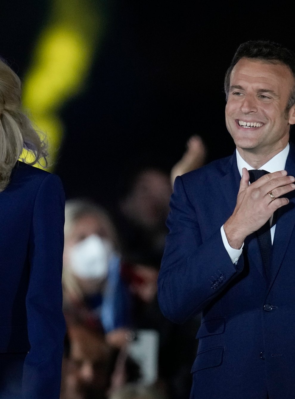 French President Emmanuel Macron and French first lady Brigitte Macron (Christophe Ena/AP)