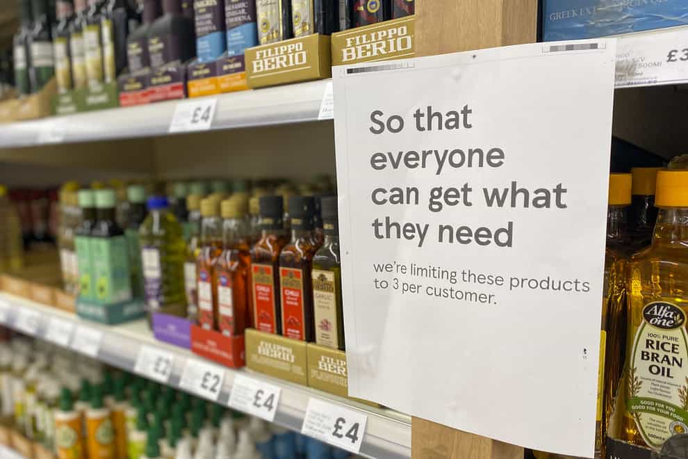 Kantar said some shoppers have been stocking up on cooking oils (Steve Parsons/PA)