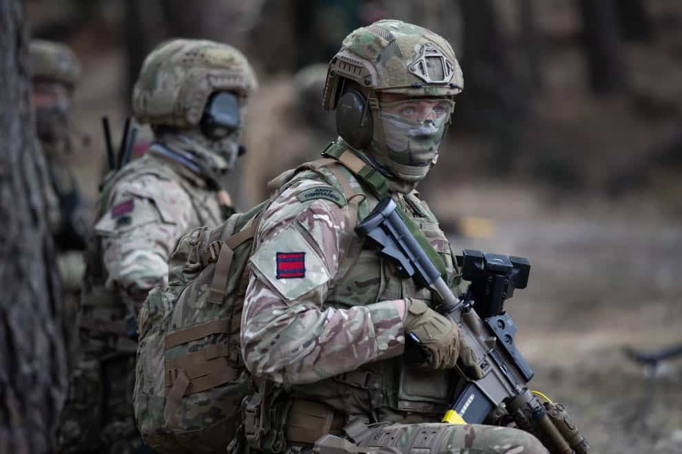 An Army Commando during a live exercise demonstration at Bovington Camp in Dorset (Andrew Matthews/PA)
