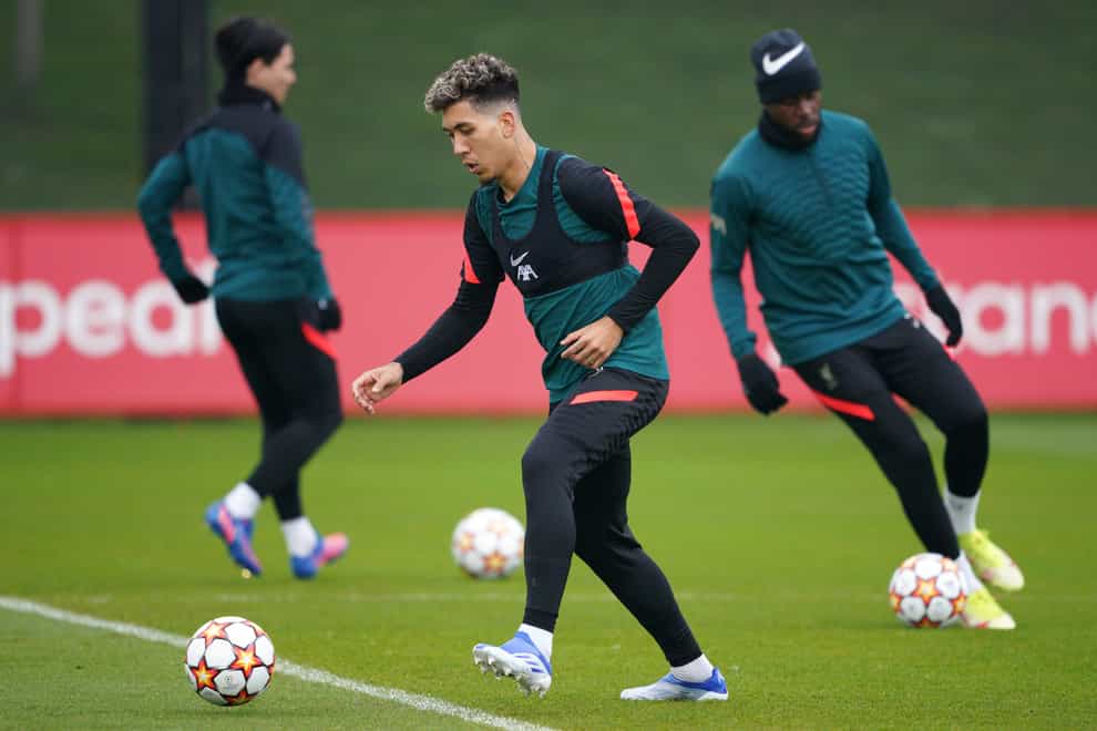 Roberto Firmino is back on the training ground but not yet available (Peter Byrne/PA)