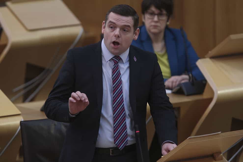 Douglas Ross hit out at the SNPs focus on independence when asked about partygate (Fraser Bremner/Daily Mail/PA)